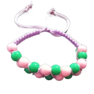 Pulsera Macramé Rosa y Verde