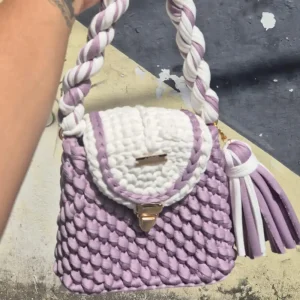 Bolso trapillo blanco con morado — Mrb bolsos en Manizales