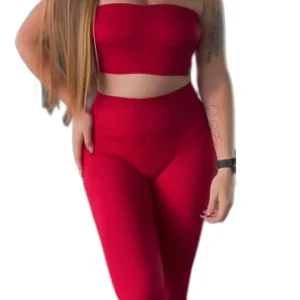 LEGGINS Y TOP STRAPLE SEAMLES