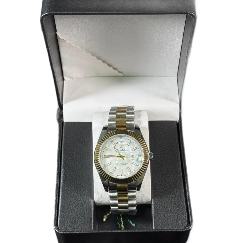 Reloj Rolex Day Date Cara Blanca Perlada