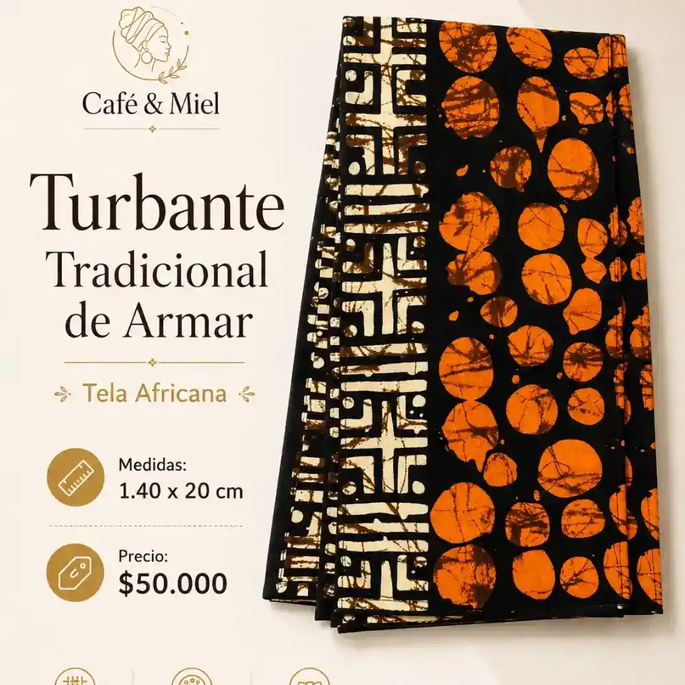 Turbante de Armar C¡rculos y Cruces Naranja