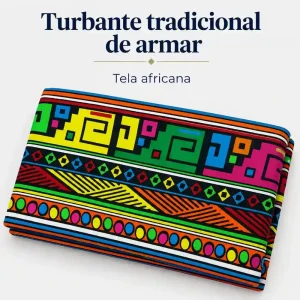 Turbante de Armar Franjas Geometricas Multicolor — Turbantes Café y miel en Cali