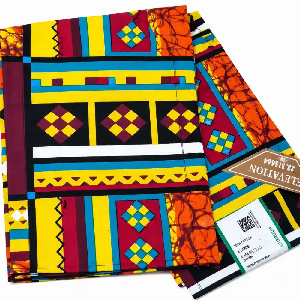 Turbante de Armar Geom‚trico Amarillo y Vinotinto