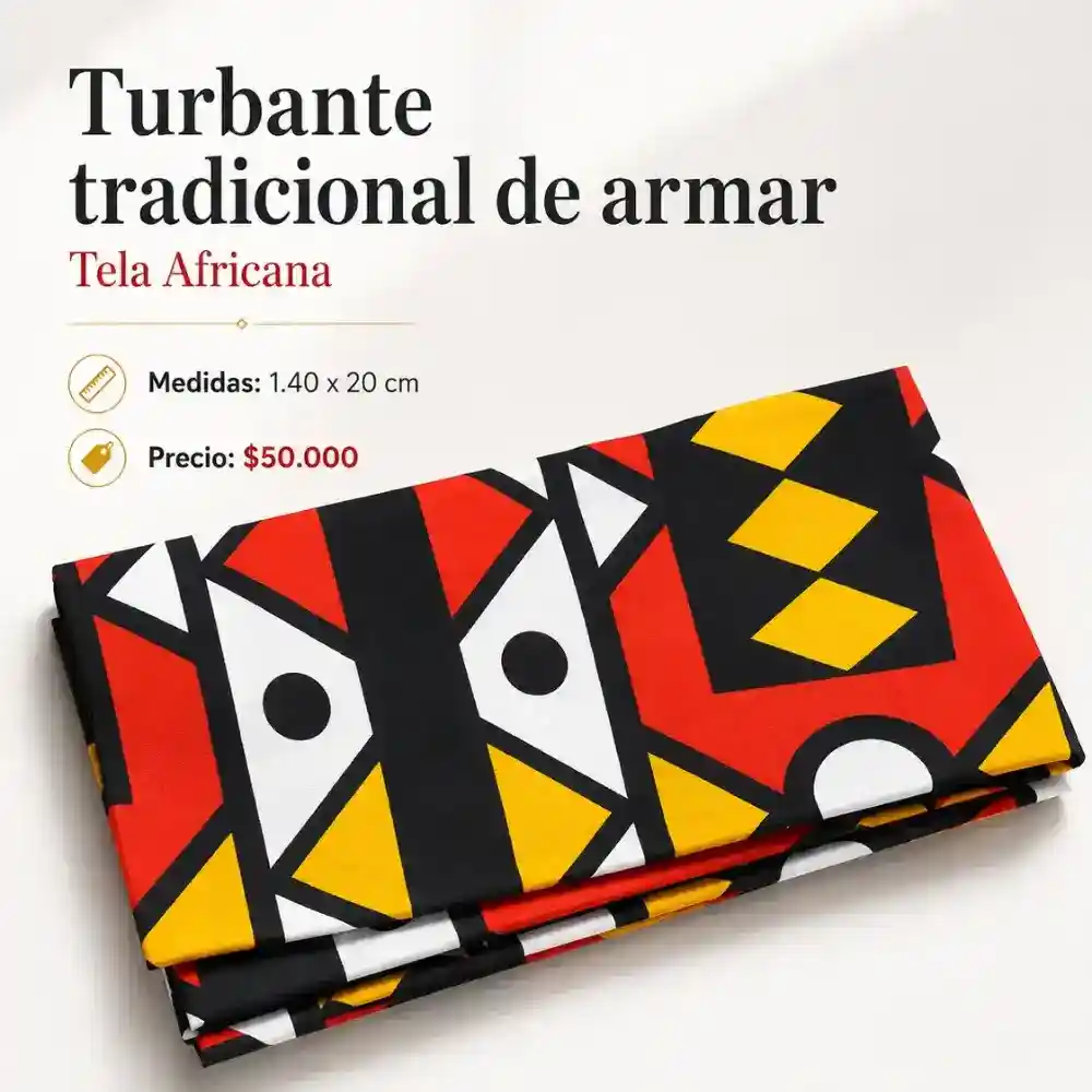 Turbante de Armar Geom‚trico Rojo y Amarillo