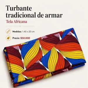 Turbante de Armar Hojas Rojo y Azul — Turbantes Café y miel en Cali