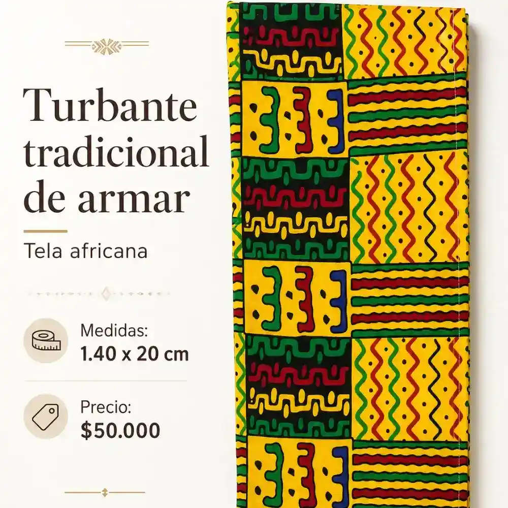 Turbante de Armar Kente Verde y Amarillo