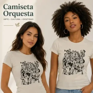 Camiseta Fiesta de Chirimia Beis Ajustada — Turbantes Café y miel en Cali