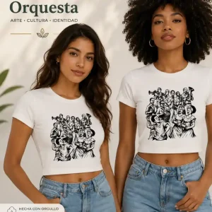 Camiseta Fiesta de Chirimia Blanca Talla M — Turbantes Café y miel en Cali