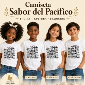 Camiseta Frutas del Pacífico Blanca Talla 12 — Turbantes Café y miel en Cali