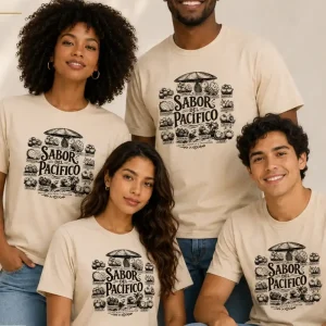 Camiseta Frutas del Pacífico Café Claro Talla M — Turbantes Café y miel en Cali