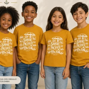 Camiseta Frutas del Pacífico Mostaza Talla 8 — Turbantes Café y miel en Cali
