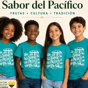 Camiseta Frutas del Pacifico Azul Talla 12 — Turbantes Café y miel en Cali