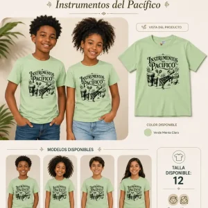 Camiseta Instrumentos del Pacífico Verde Talla 12 — Turbantes Café y miel en Cali