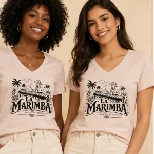 Camiseta La Marimba Crema Talla S — Turbantes Café y miel en Cali