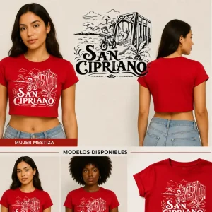Camiseta San Cipriano Roja Corta — Turbantes Café y miel en Cali