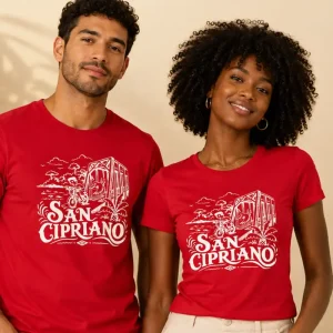 Camiseta San Cipriano Roja Talla M — Turbantes Café y miel en Cali