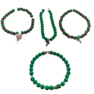 Pulsera de Perlas Verde y Roja